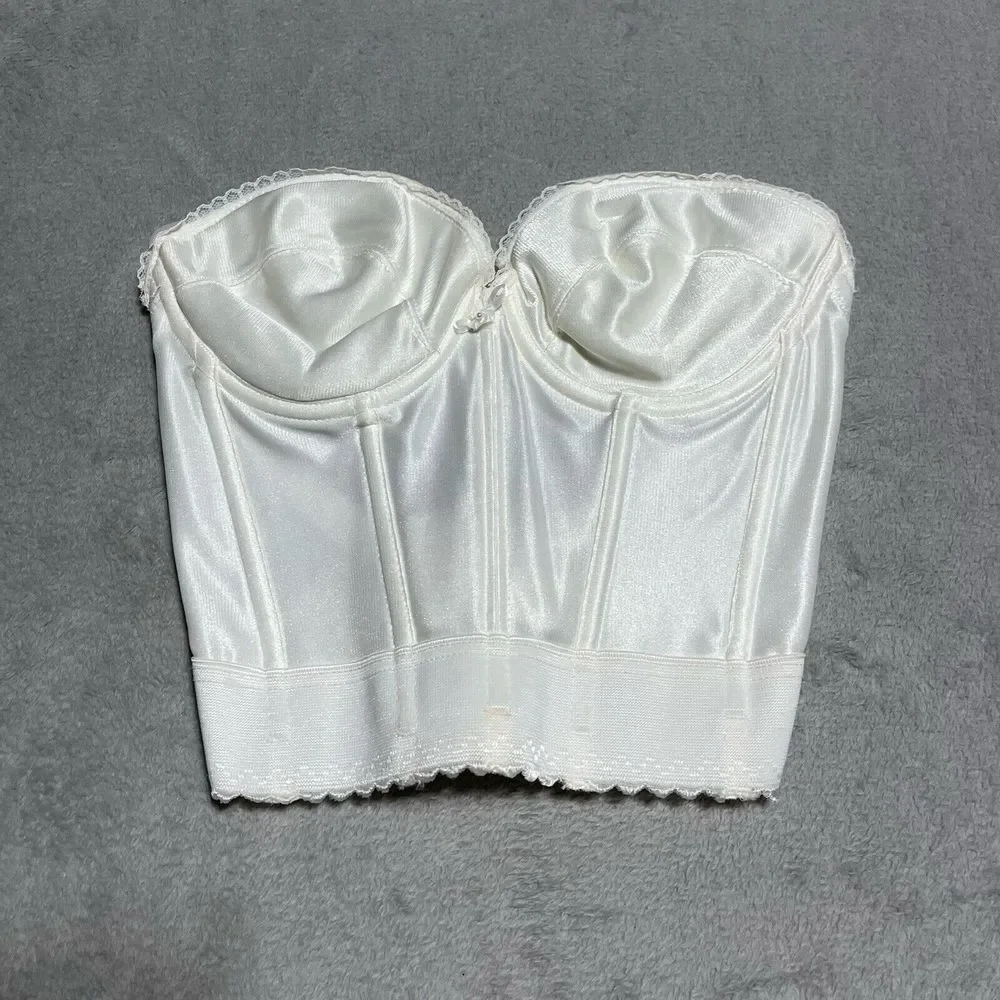 Vintage Petticoat Place Bustier Bra Womens‎ 32D Ivory 1970s Union Made 70s